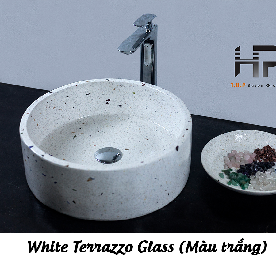 Lavabo terrazzo White Terrazzo Glass
